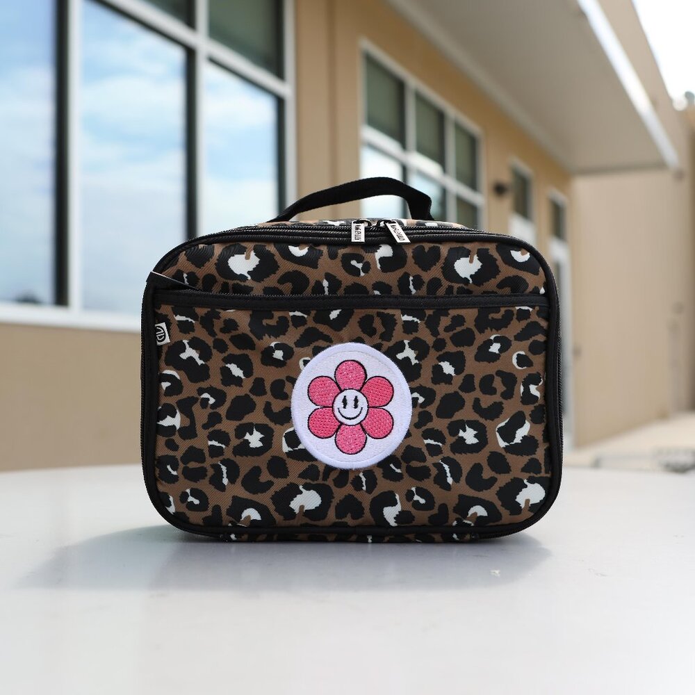 NWT! Cheetah Print Embroidered Smiley Lunch Box